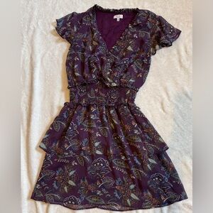 Q + A Los Angeles Smocked Waist Flutter Sleeve Dress Size Small